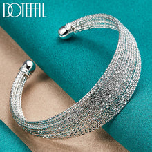 925 Sterling Silver Multi-line Bangle Bracelet For Woman Man Wedding Engagement Fashion Charm Party Jewelry