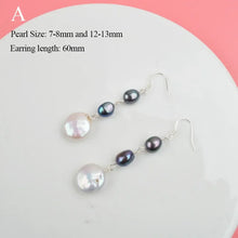 Real 925 Sterling Silver Natural Freshwater Pearl Earrings long korean earrings for Women Big Baroque pearl Jewelry Gift