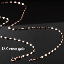 18K Gold Tile Chain Necklace Pure AU750 Versatile Necklace Simple Fashion Fine Jewelry Gift  for Women