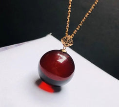 18K Real Gold Baltic Natural Blood Amber with Certificated Natural Bead Pendant With Silver Chain AU750 Rare Timeless Luxury Jewelry