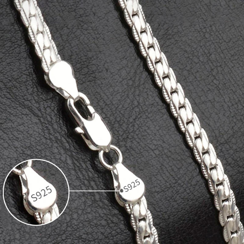 S925 Sterling Silver Gold/Silver 8/16/18/20/22/24 Inch Side Chain Necklace For Women Men Fashion Jewelry Gifts