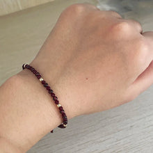 Ruifan 14k Gold Plated Natural Garnet Crystal Stone Beaded Strand Thin Bracelets for Women Girls Fine Jewelry Official-website