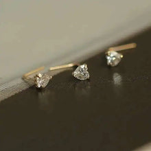 14K Yellow Gold L Shape Stud, Nose, Heart, Star, Round Zircon, Piercing Jewelry for Women, Men, kj465