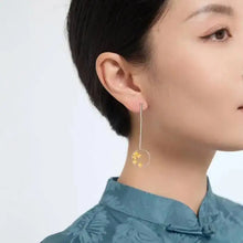 925 Sterling Silver Osmanthus Drop Earrings For Women 2 Tone Elegant Aesthetic Dainty Hollow Flower Dangle Earring Gift