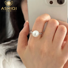 10-11mm Natural Freshwater Pearl 925 Sterling Silver Opening Adjustable Ring Fashion Jewelry for Women