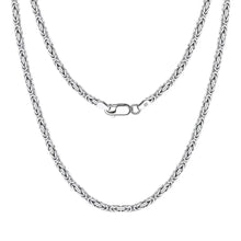 925 Sterling Silver Italian 2.5mm Flat Byzantine Link Chain Necklace for Women Vintage Silver Dainty Jewelry SC79