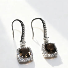 925 Sterling Silver Smoky Quartz Earring 6.5mm Cushion Shaped Natural Tea Crystal Stud Earrings are Fashionable and Elegant