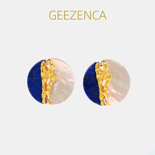 925 Silver Lapis Lazuli White Mother of Pearl Round Earrings For Women Simple Geometric Chic Earring 2023 New Gift