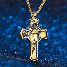 Stainless Steel Jesus Cross Religon Amulet  Men Women Necklaces Pendants Chain Punk Trendy Jewelry Creativity Gift Wholesale