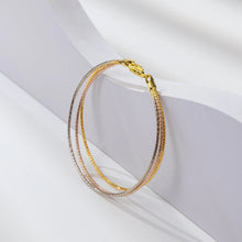 Real 925 Silver Tricolor Three Strands Layered Bracelets For Women Italian Jewelry Trendy Luxury Bracelet 17.5cm/19cm