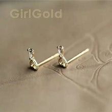 14K Solid Gold Dainty Heart Jewelry, Minimal Simple Style Gift Stud Earrings, kj147