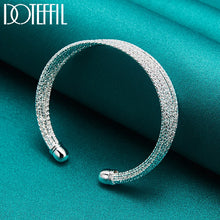 925 Sterling Silver Multi-line Bangle Bracelet For Woman Man Wedding Engagement Fashion Charm Party Jewelry