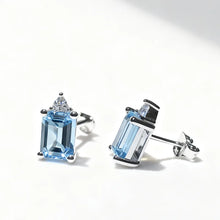 Luxury 100% 925 Real Silver 6X8mm Topaz Emerald Cut Earrings for Women Gemstone Wedding Band Party Fine Jewelry Gift