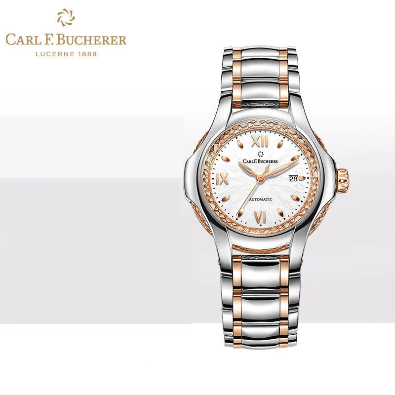 CARL F. BUCHERER Bai Di Shi series 18K rose gold hollow out case mechanical ladies watch elegant and noble 00.10580.07.25.21.01