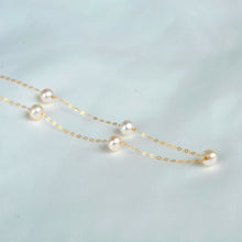 Real 18K Gold Natural Pearl Necklace Au750 Fine Jewelry Near Round Aniversary Gift For Women Mix Color X321-1