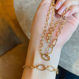 18K Import Solid Bracelet Necklace Yellow Real Gold Jewelry(AU750)Women Men Irregular geometry Handmade Chain Fashion Party Lady