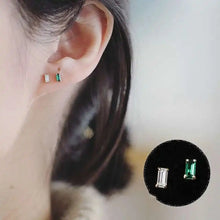 GOLDtutu 14K Gold Stud Earring, Green Emerald Jewelry, Simple Crystal, Minimal Style, kj188