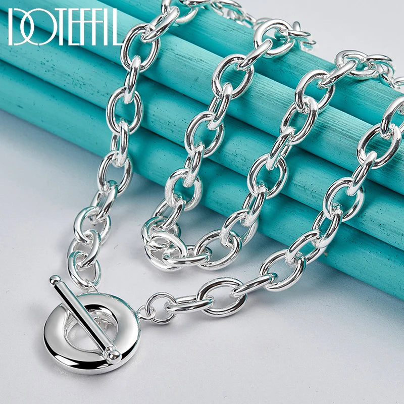 925 Sterling Silver 18 Inch Original Base Chain Necklace OT Buckle For Women Man Wedding Engagement Fashion Jewelry