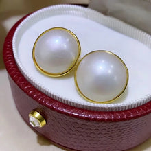 Certificate 15-16mm Natural Flawless Mabe Pearl 925 Silver Ear Stud Mirror Luster Geometric Hoop Huggie Earring For Girl Jewelry