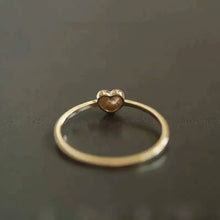 9k Solid Gold 3D Heart Love Ring, Simple Fine Jewelry, Wedding Party.