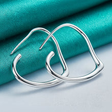 925 Sterling Silver Hoop Earrings  Heart 29x37mm Woman Wedding Engagement Party Fashion Charm Jewelry