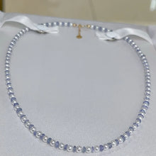18k Gold Necklace for Women Natural Freshwater Aurora Pearl Necklace Paired With Tanzanite Charms Chain Choker