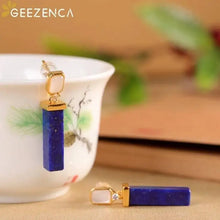 925 Silver Gold Plated Lapis Lazuli Bar Charm Dangle Drop Earrings Women CZ Geometric Oblong Simple Trendy Earring Gift