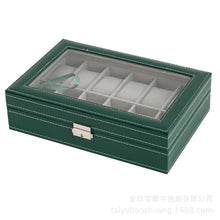 New Watch Box 6/10/12 Grids  PU Leather Watches Display Case Jewelry Holder Storage Organizer With Lock
