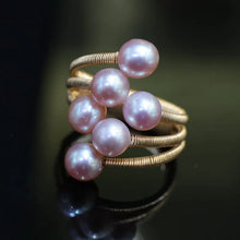 Handmade Purple Freshwater Pearl 14K Gold Plated Finger Ring Opening Design Ring for Women SR10