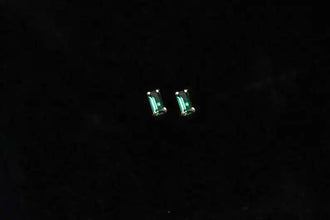 GOLDtutu 14K Gold Stud Earring, Green Emerald Jewelry, Simple Crystal, Minimal Style, kj188