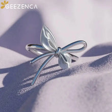 925 Sterling Silver 3D Bowknot Open Cocktail Rings Women Wide Elegant Dainty Unique Ribbon Statement Ring Luxury Gift