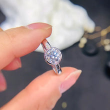 18K White Yellow Gold 1 Carat Round Moissanite Lab Diamond Bazel Set Wedding Bridal Engagement Band Finger Ring Luxury Jewelry