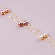 Real 18K Gold Natural Pearl Necklace Au750 Fine Jewelry Near Round Aniversary Gift For Women Mix Color X321-1