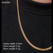 Genuine 18K Gold Mens Necklace Real Gold Link Flat Jewelry 2023 Trend Luxury Cuban Neck Chains Golden Choker for Women