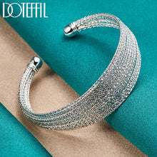 925 Sterling Silver Multi-line Bangle Bracelet For Woman Man Wedding Engagement Fashion Charm Party Jewelry