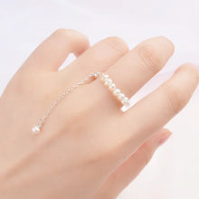 Natural Pearl 100% Real 925 Sterling Silver Tassel Adjustable Ring Women Handmade Freshwater Pearl Jewelry