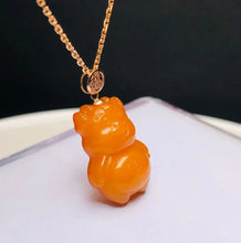 Certificated 18K Real Gold Natural Baltic Antique Amber Bear Pendant With 925 Silver Chain Luxury Gifts For Kids Teddy Jewelry