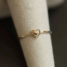 9k Solid Gold 3D Heart Love Ring, Simple Fine Jewelry, Wedding Party.