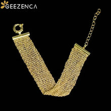 Italy design Luxury 925 Silver with 18K Gold Mesh Chain Woven Flat Bracelet Women Sparkling Dainty Wide Bracelets Love Gift For Her