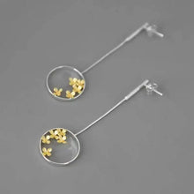 925 Sterling Silver Osmanthus Drop Earrings For Women 2 Tone Elegant Aesthetic Dainty Hollow Flower Dangle Earring Gift