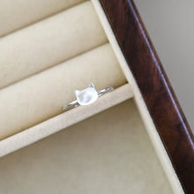 Trendy Natural Shell Black Cat 925 Sterling Silver Ring for Girls Adjustable Party Jewelry Gift