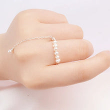 Natural Pearl 100% Real 925 Sterling Silver Tassel Adjustable Ring Women Handmade Freshwater Pearl Jewelry