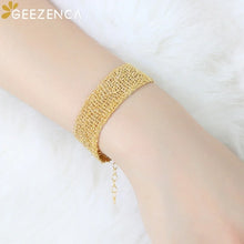 Italy design Luxury 925 Silver with 18K Gold Mesh Chain Woven Flat Bracelet Women Sparkling Dainty Wide Bracelets Love Gift For Her