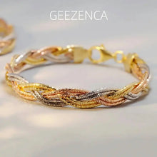 Italian Chic 925 Silver Tricolor 6 Threads Braided Bracelet For Women 7.5mm Width Flat Shiny Luxury Bracelets 2024 Gift