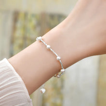 Fashion Jewelry Natural Freshwater Pearl 925 Sterling Silver Bracelet Glossy Broken Silver for Women