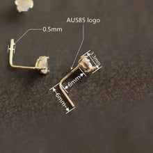 14K Yellow Gold L Shape Stud, Nose, Heart, Star, Round Zircon, Piercing Jewelry for Women, Men, kj465