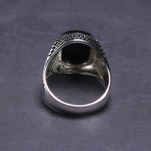 925 Sterling Silver Mens Rings Natural Agate Stone Turkish Black Onyx Men Real Vintage Cool Ring