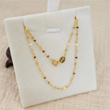 18K Gold Tile Chain Necklace Pure AU750 Versatile Necklace Simple Fashion Fine Jewelry Gift  for Women