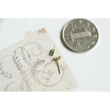 GOLDtutu 14K Gold Stud Earring, Green Emerald Jewelry, Simple Crystal, Minimal Style, kj188