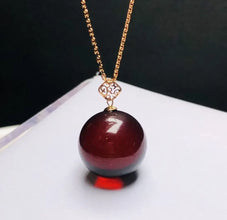 18K Real Gold Baltic Natural Blood Amber with Certificated Natural Bead Pendant With Silver Chain AU750 Rare Timeless Luxury Jewelry
